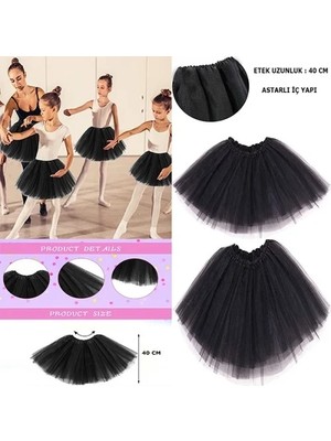 İlkyaz Fashion Ieg™ Siyah Renk Tütü Etek Bale Eteği Gösteri Eteği Çocuk Bebek Boy