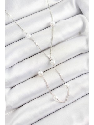 İlkyaz Fashion Pirinç Inci Figürlü Y Model Gümüş Renk Kadın Kolye