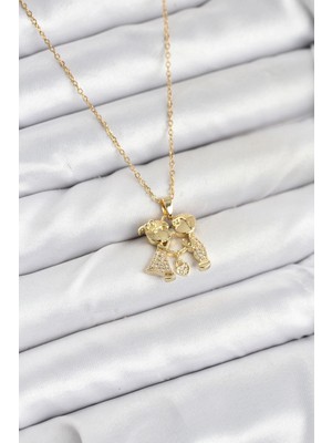 İlkyaz Fashion 316L Çelik Zincir Gold Renk Erkek Kız Model Kadın Kolye