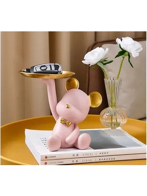 Vivense Tabak Tutan Ayıcık Biblo Sunumluk, Pembe