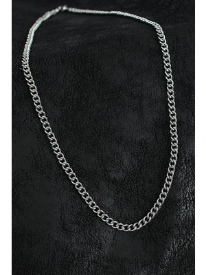 İlkyaz Fashion 316L Çelik Klasik Oval Zincir Model Gümüş Renk Erkek Kolye
