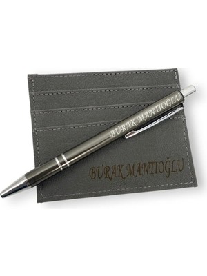 SürLaz Denil Hediyelik Isme Özel Füme Kartlık ve Isme Özel Füme Tükenmez Kalem Öğretmenler Günü Özel