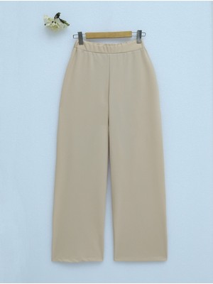 Moda Morfo İthal Kumaş Bol Paça Pantolon -Somon