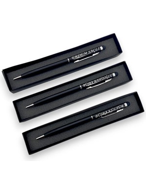 SürLaz Öğretmenler Günü Özel 3'lü Isimli Slim Touch Pen Tükenmez Kalem Isim Yazılabilir Özel Kutusunda