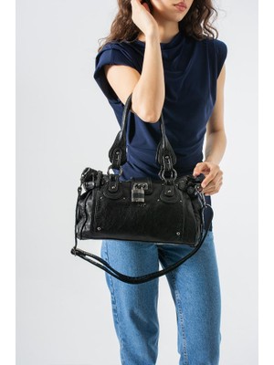 Baginn Y.s.deri Kadın Omuz Çantası Vegan-Suni Deri Çapraz Askılı Postacı Kol Çantası 35*20 cm Kilit Detay