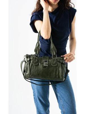 Baginn Y.s.deri Kadın Omuz Çantası Vegan-Suni Deri Çapraz Askılı Postacı Kol Çantası 35*20 cm Kilit Detay