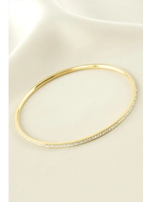 Pileli Store Taşlı Ajda Lüks Çelik Bilezik 2 mm