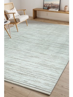 Saraz Halı Bambum Soft 1002 Beyaz Düz Desen Modern Bambu Saten Kaymaz Taban Yıkanabilir Salon Mutfak Halısı