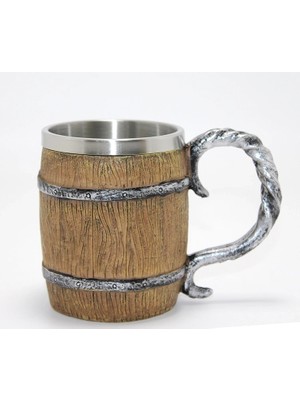 Akinco Fıçı Tasarımı 3D Kabartmalı Paslanmaz Çelik Kupa Bardak ALK4385