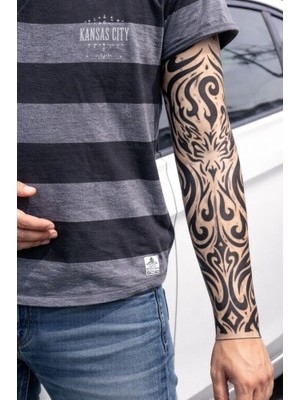 Akinco Giyilebilir Kol Dövmesi Çorap Dövme 3D Baskılı Kol Bacak Dövme 2 Adet Model 11