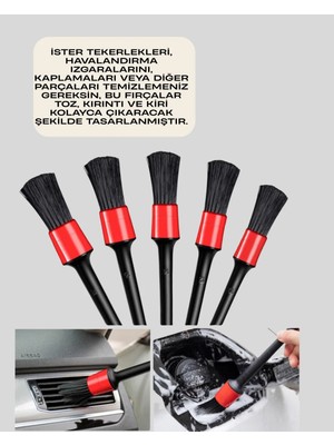 5'li Araba Temizlik Fırçaları-Farklı Boyutlu Fırçalarla Derinlemesine Temizlik
