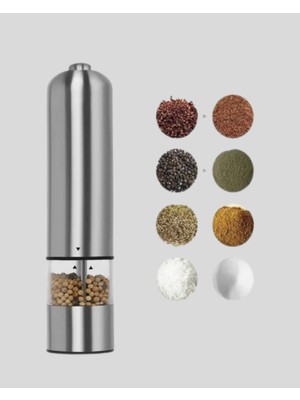 Modern Otomatik Baharat Öğütücü Seti – Pilli, Paslanmaz Çelik, LED Aydınlatmalı