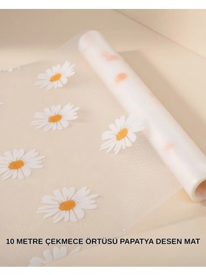 Fiberliz 10 Metre Papatya Desenli Kolay Temizlenebilir Çekmece Matı