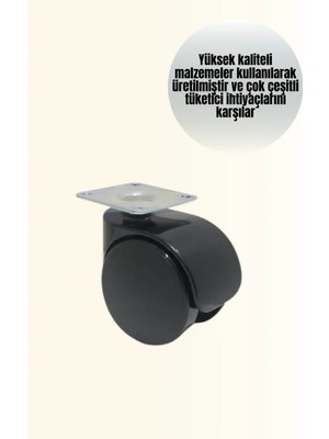 Fiberliz Kilitsiz Mobilya Tekerleği 6 cm 4 Adet Dayanıklı Tasarım