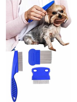 Fiberliz Evcil Hayvan Bit Tarağı Seti Paslanmaz Çelik Bıçaklı 4'lü Set