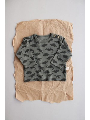 Oh la la Koala For Little Ones Dinozor Baskılı Düğme Detaylı Bebek Üst