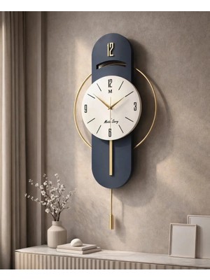 MetaQuartz AksesuarLacivert Milano-Led Yok (Sarkaç Otomatik Değil )- ABS KADRAN Time Modern Dekoratif Metal Camlı Duvar Saati