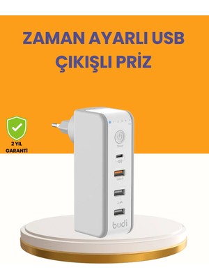 Fiberliz Zaman Kontrollü Şarj Cihazı 30W Hızlı Şarj ve Çoklu USB Çıkışı