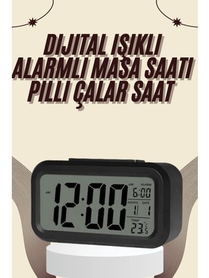 Akinco Dijital Masa Saati Termometreli Takvim Çalar Saat LED Ekran Pilli