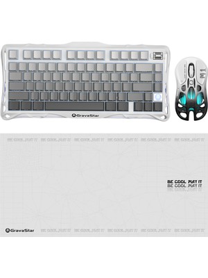 Gravastar K1 Mekanik Gaming Klavye, M1 Pro Kablosuz Optik Mouse ve Mousepad Oyuncu Seti, Gradient White