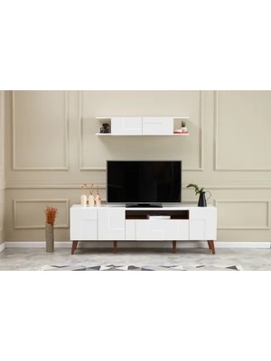 Vivense Neo Tv Sehpası, 3 Kapaklı, Beyaz, 185 cm