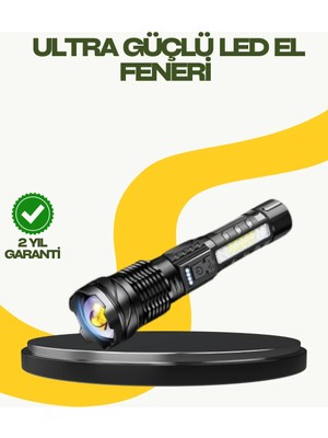 Fiberliz Şarjlı El Feneri Yüksek Işık Gücü Uzun Menzil