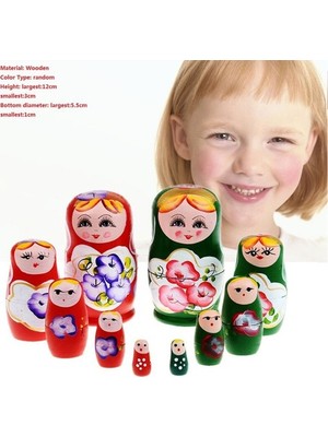 Akinco Rusya'dan Geleneksel Dekoratif Ahşap Matruşka Seti 5 Adet