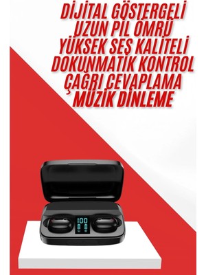 Akinco Kablosuz Bluetooth Kulaklık Android Ios Uyumlu LED Göstergeli Powerbankli