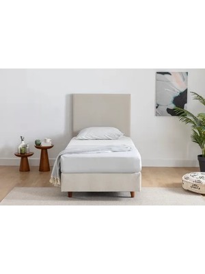 Vivense Luna Milky Sabit Baza Başlık Yatak Seti, Krem, 90X190