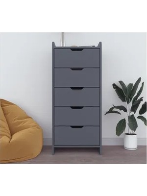 Vivense Lodos Şifonyer, Antrasit, 5 Çekmeceli