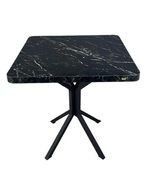 Vivense Tepe Siyah Mermer Mutfak Masası Siyah Ayak 70 cm