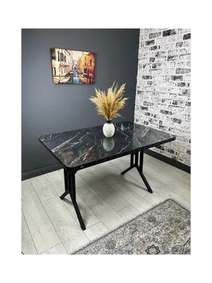 Vivense Sultan Mutfak Masası, Siyah Ayaklı, Siyah, 120X80