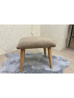 Vivense Trend Teddy Puf, Kahverengi, Naturel Ahşap Ayak