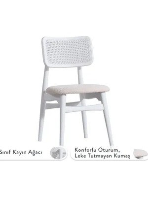 Vivense Vera Sandalye, Beyaz,krem Döşeme