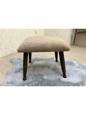 Vivense Trend Teddy Puf, Kahverengi, Ceviz Ahşap Ayak