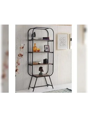 Vivense Pia Metal Kitaplık, Siyah Ceviz