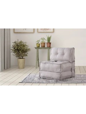 Vivense Mocca Keten Katlanır Yataklı Tekli Uzanma Koltuğu, Açık Gri