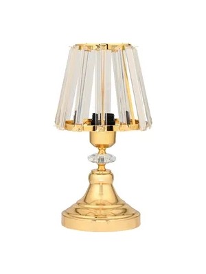 Vivense Evlight Kristal Gövdeli Abajur, Taşlı, Gold