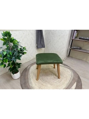 Vivense Trend Puf, Yeşil, Naturel Ahşap Ayak