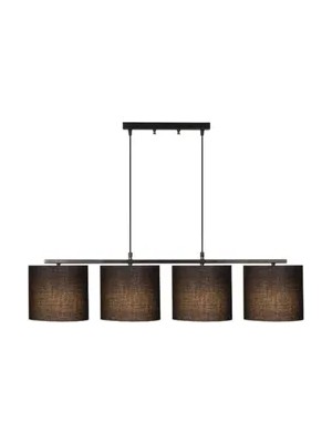 Vivense Elif Sıralı Kumaş Başlıklı Dörtlü Siyah Avize