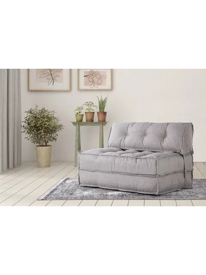 Vivense Mocca Keten Çift Kişilik Katlanır Yatak Uzanma Koltuğu, Açık Gri