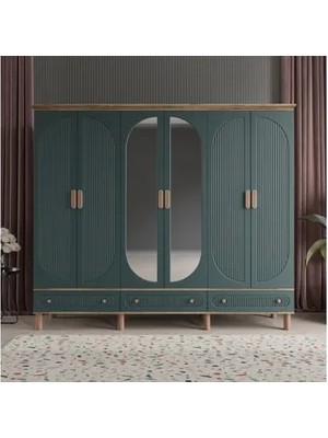 Vivense Bahar Gardırop, Yeşil, 6 Kapaklı