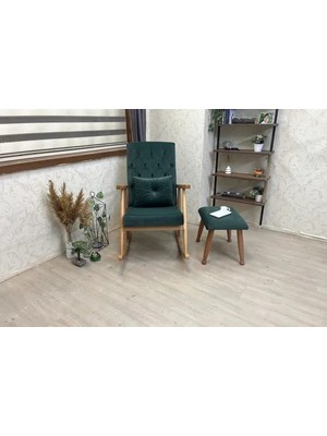 Vivense Trend Naturel Puflu Sallanan Sandalye, Nefti Yeşil
