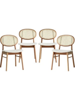 Vivense Marin Ahşap Natural Hazeranlı Sandalye, 4 Adet