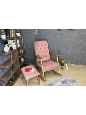 Vivense Trend Naturel Puflu Sallanan Sandalye, Pembe