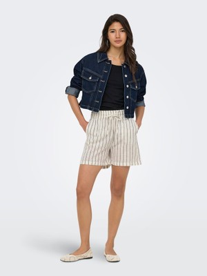 Only Kadın Şort %100 Pamuk 15377907 Onltızana Strıpe Strıng Shorts Wvn Noos