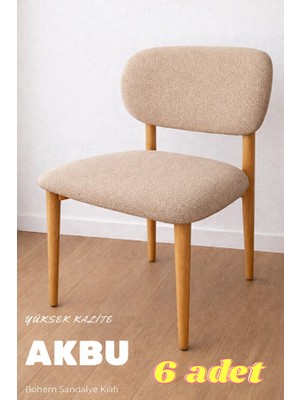 Akbu Sandalye Kılıfı , 6lı Paket , Yüksek Kalite Bohem Model , Lastikli , Mutfak Sandalye Örtüsü