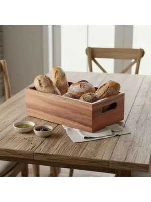 Esranın Dünyası Doğal Ahşap Ekmeklik ve Çok Amaçlı Organizer Kutu – 25X14X8 cm