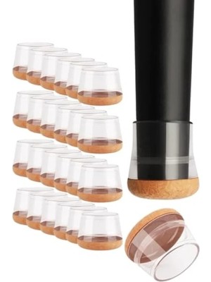 Esranın Dünyası 24 Adet Şeffaf Silikon Sandalye Papucu - Gürültü Önleyici, Zemin Koruyucu