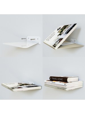 CATCHME Beyaz Sihirbaz Raf 14 x 14 cm Modern Tasarım Uçan Kitaplık İki Adet